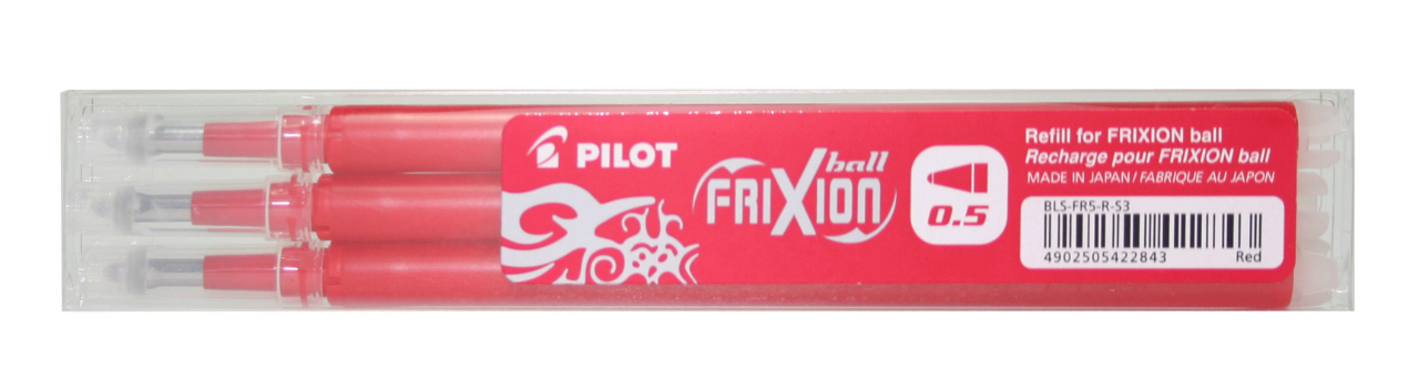 Levně Sada 3 ks náplní Pilot FriXion Ball, tenký hrot F 0,5mm - červená