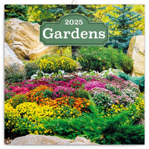 Nástěnný poznámkový kalendář Presco Group 2025 - Zahrady, 30 × 30 cm