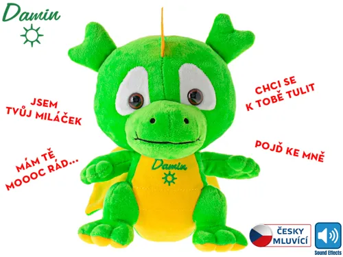 Plyšový dráček Damin 19 cm česky mluvící na baterie