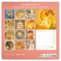 Nástěnný kalendář poznámkový 2027 Notique Alfons Mucha, 30 x 30 cm (14)