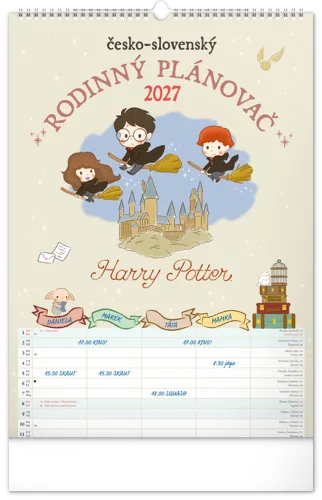 Nástěnný kalendář 2027 Notique Rodinný plánovací Harry Potter XL, 33 x 46 cm