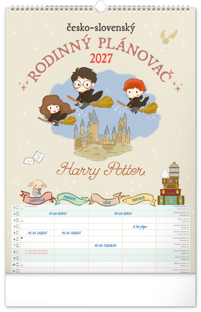 Levně Nástěnný kalendář 2027 Notique Rodinný plánovací Harry Potter XL, 33 x 46 cm