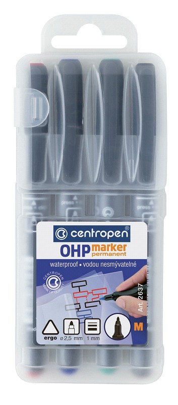 Levně Popisovač Centropen OHP 2637 M permanentní - sada 4ks