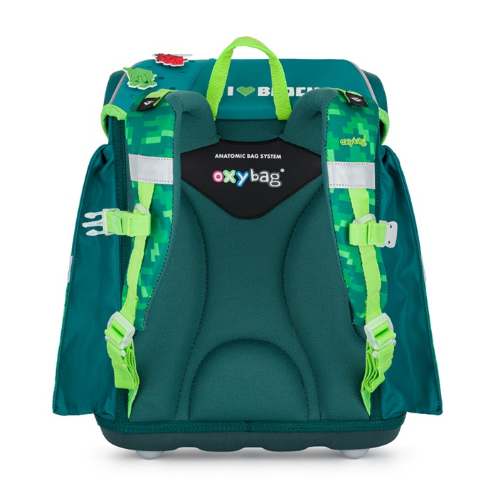 Zadní pohled na aktovku OXY Premium Light Playworld – anatomický zádový panel a systém popruhů