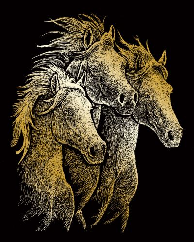 Škrabací obrázek- Koně