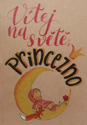 Přáníčko BeBechy - recyklovaný papír - Princezna