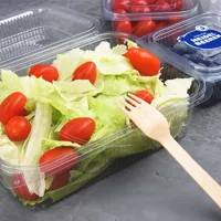 Miska (rPET) s víčkem hranatá průhledná 1500 + 450 ml, 50 ks (2)