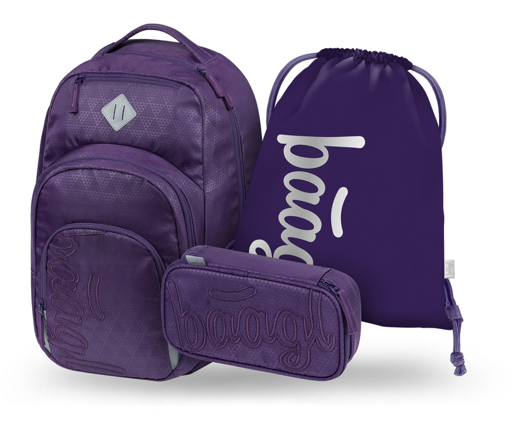 Levně Školní batohový set 3dílný BAAGL Coolmate Plum