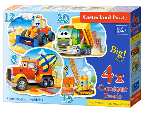 Puzzle Castorland 4v1 (8,12,15,20 dílků) - Pracovní stroje