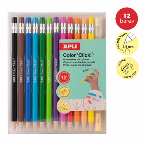 Pastelky stiskací Apli - Color Click, 12 ks