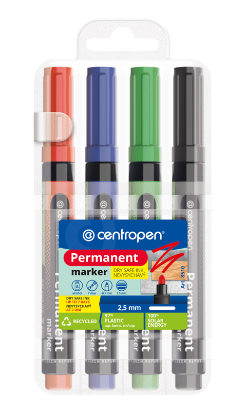 Levně Značkovač Centropen 8510 nevysychavý permanentní - sada 4ks