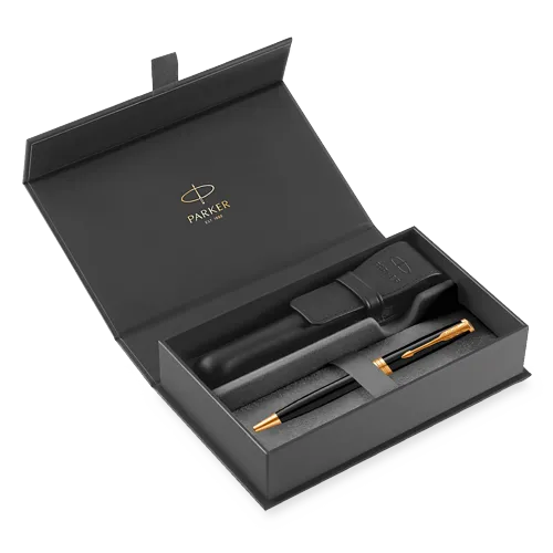 Parker Sonnet Black GT - kuličkové pero v dárkové kazetě s koženým pouzdrem