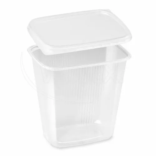 Miska (PP) hranatá průhledná 500 ml + víčko, 5 x 50 sad