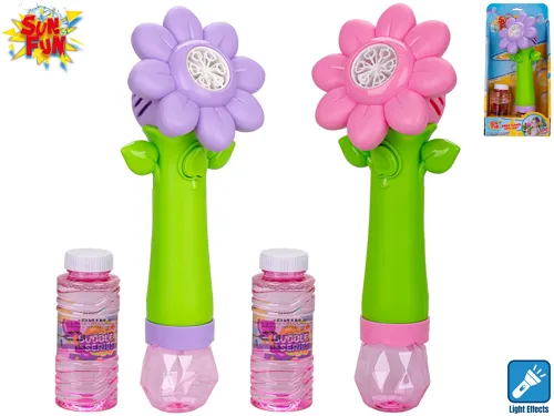 Sun Fun bublifukovač květina 27 cm se světlem na baterie a náplní 90 ml - mix barev
