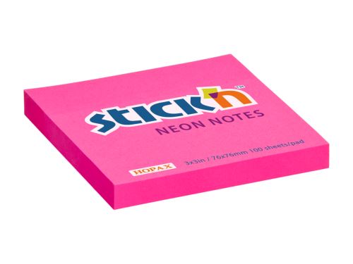 Samolepicí bloček Stick'n neonově růžový, 76 x 76 mm