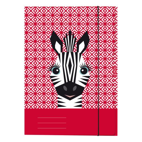 Desky s gumou A4, 3 chlopně - Cute animals - Zebra