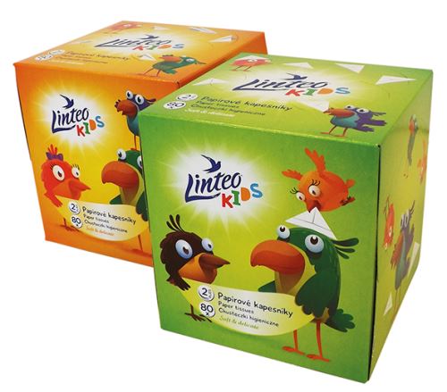 Papírové kapesníky Linteo Kids BOX 80ks, bílé, 2-vrstvé