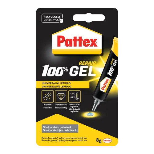 Univerzální gelové lepidlo Pattex - 100% gel 8 g, transparentní