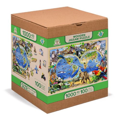 Dřevěné puzzle XL, 1010 dílků - Mapa Království zvířat